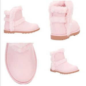 Vegan Suede Faux Fur Ankle Boots (Big Girls Sz 6).